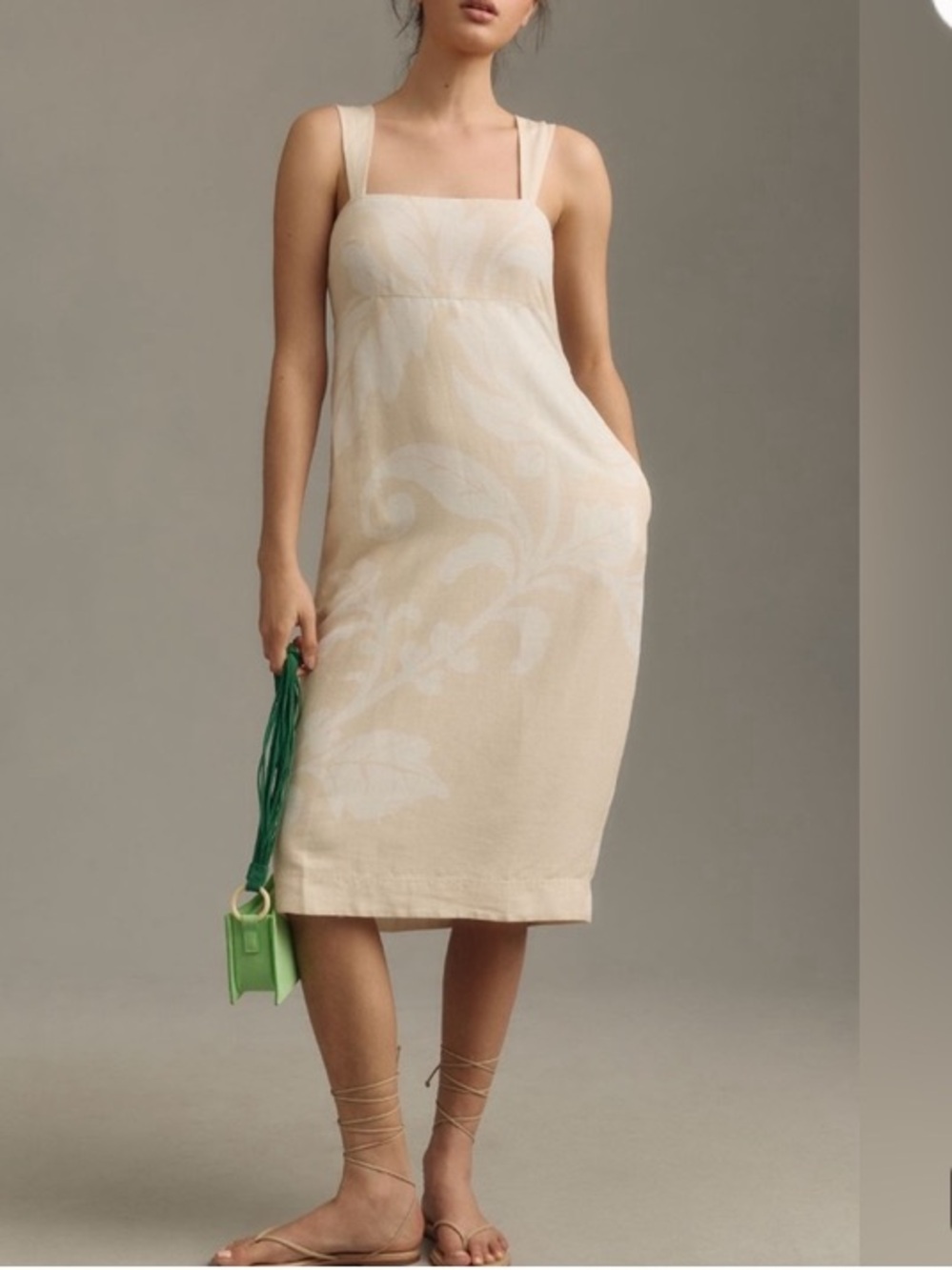 Pilcro Square Neck Sleeveless Linen Midi Dress NWT